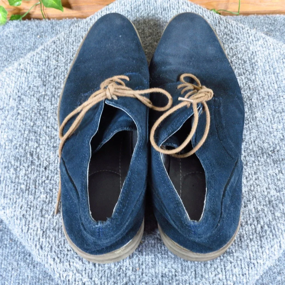 Calvin‎ Klein Gio Men Oxford Shoe Size 9 Business Casual Navy Blue Suede Dress
